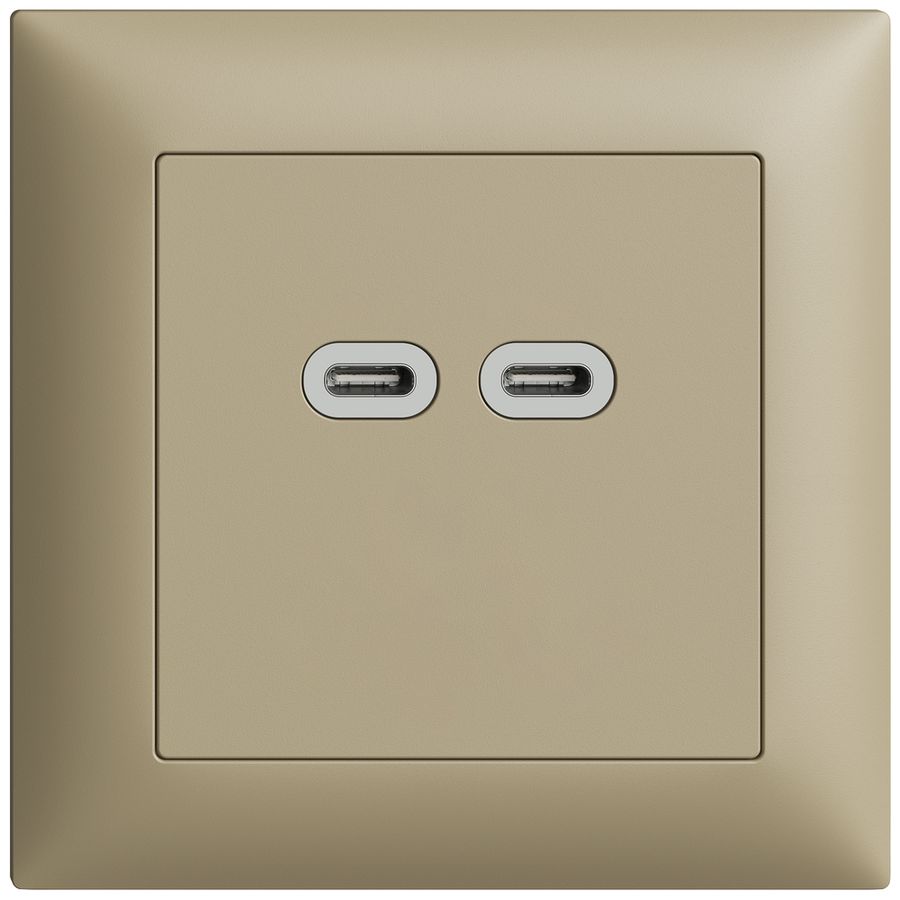 Prise ENC USB 18W 2×type C Feller EDIZIOdue FMI 230V 3600mA sand