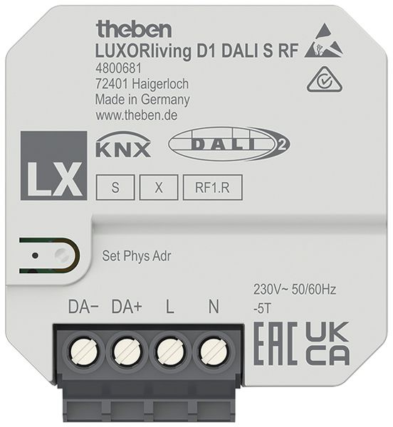 EB-Dimmaktor KNX Theben LUXORliving D1 S RF, Funk, DALI-2, 1 Kanal