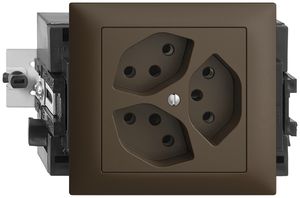 EB-Steckdose EDIZIOdue 3×T13 3×S 49…69mm coffee