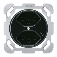 Einsatz zu UP-Steckdose basico 2×Typ 13/1 schwarz mit Kinderschutz