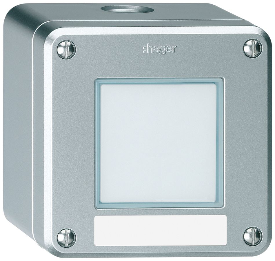 Poussoir de sonnerie AP Hager robusto IP55 avec plaquette aluminium