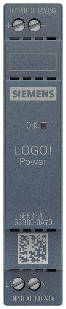 Stromversorgung Siemens LOGO!POWER, IN:100…240VAC, OUT:12VDC/0.9A, 1TE
