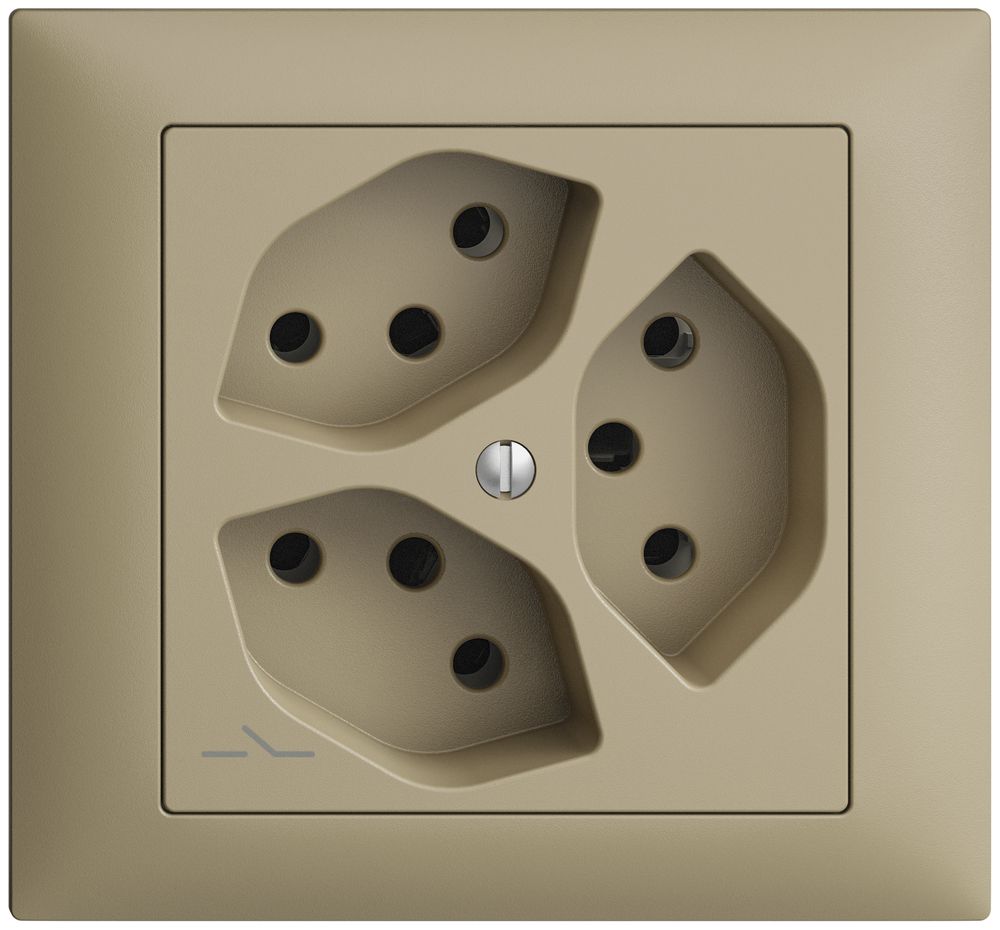 EB-Steckdose EDIZIOdue 3×T13 1×S sand