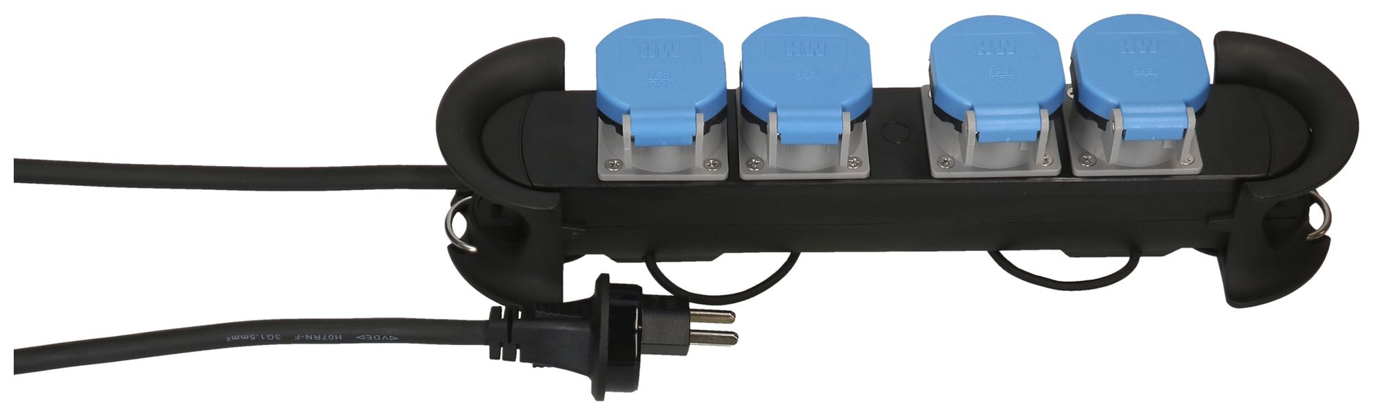 Prise multiple MAX HAURI Construct Line 5m 4×T23 IP55 90° schwarz