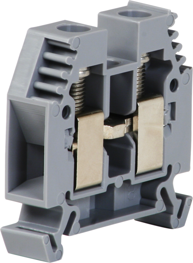 Durchgangs-Reihenklemme Woertz 6…16mm² 76A 1000V Schraubanschluss 2×1 TH35 grau