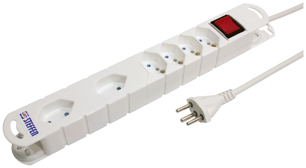 Steckdosenleiste STEBA VARIABL DUO 4×T13+2×T13 mit Schalter 3m