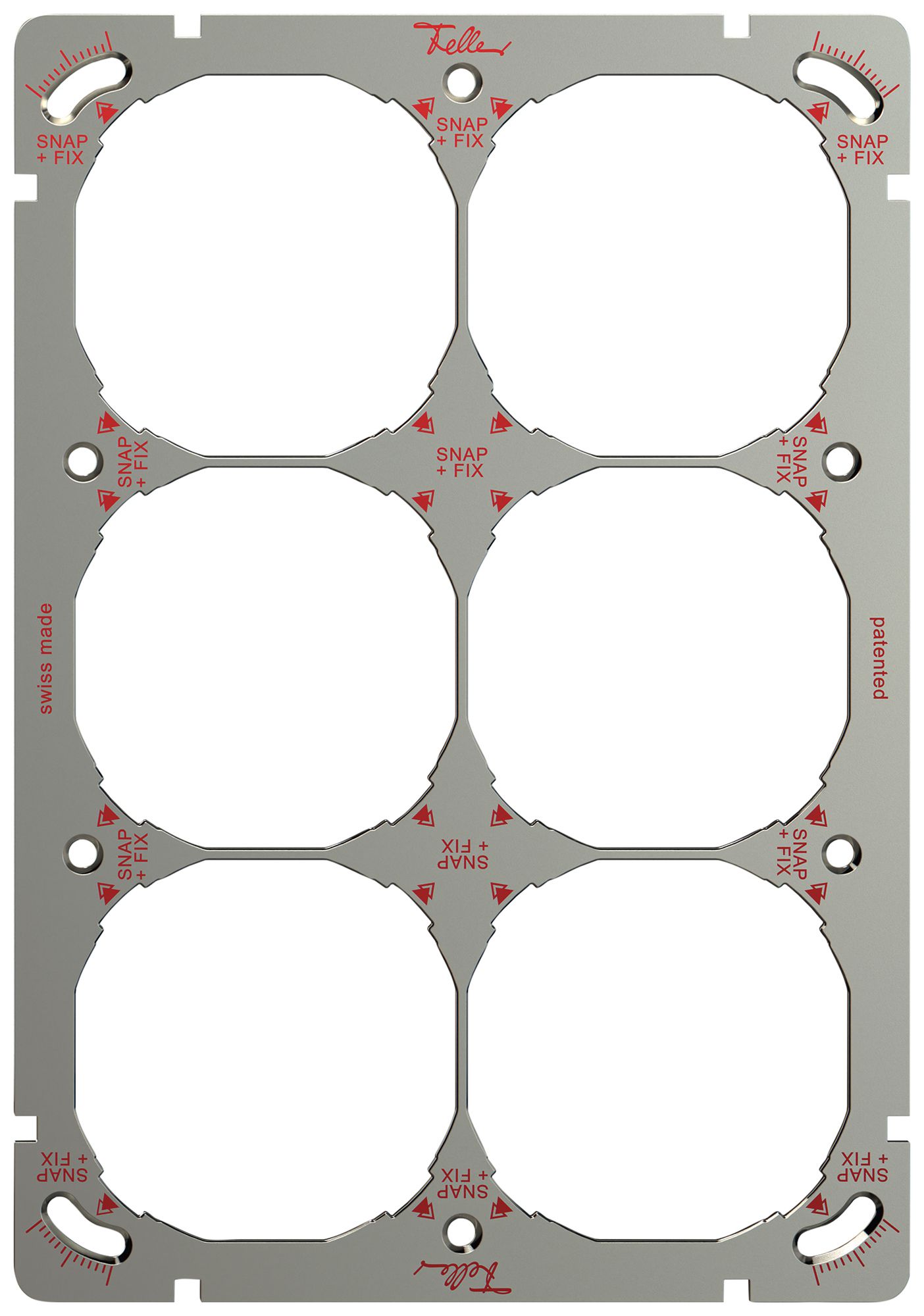 Placca di fissaggio con sistema di fissaggio SNAPFIX® 3×2 o 2×3 197×137mm