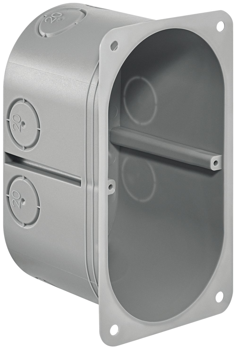 Hohlwanddose HSB Basic 2×1 grau, 125×65×65mm, m.Flansch GDP 850°C halogenfrei