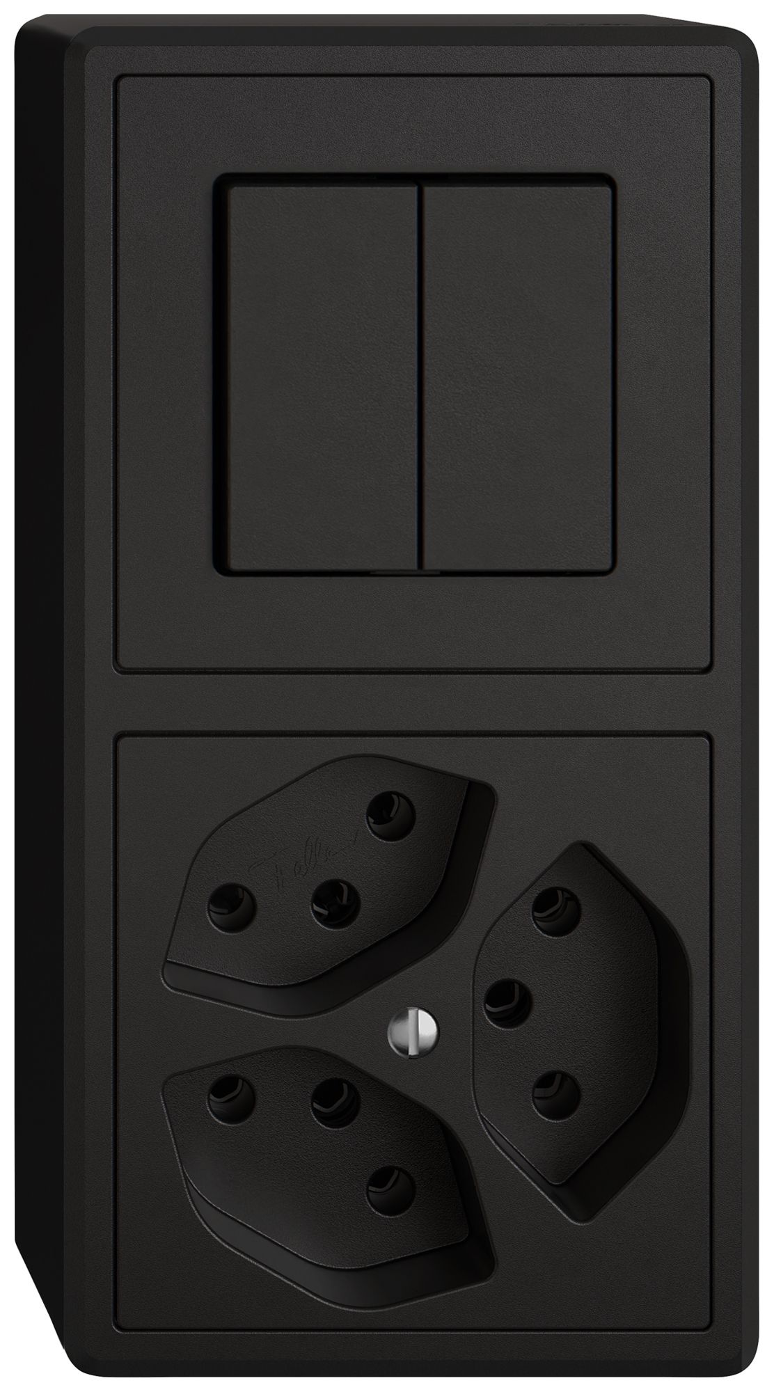 Combinazione AP EDIZIO.liv SNAPFIX® 2×1 140×74mm schema 1/3+3/1L+3×T13 nero