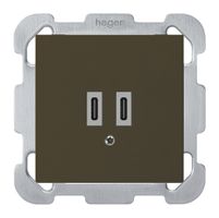 Prise de charge USB ENC Hager kallysto C-C 20W 5V 77×77mm brun