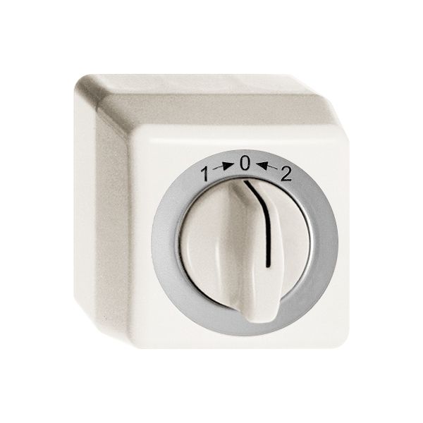 AP-Schwenktaster 1->0<-2 weiss mit Drehgriff