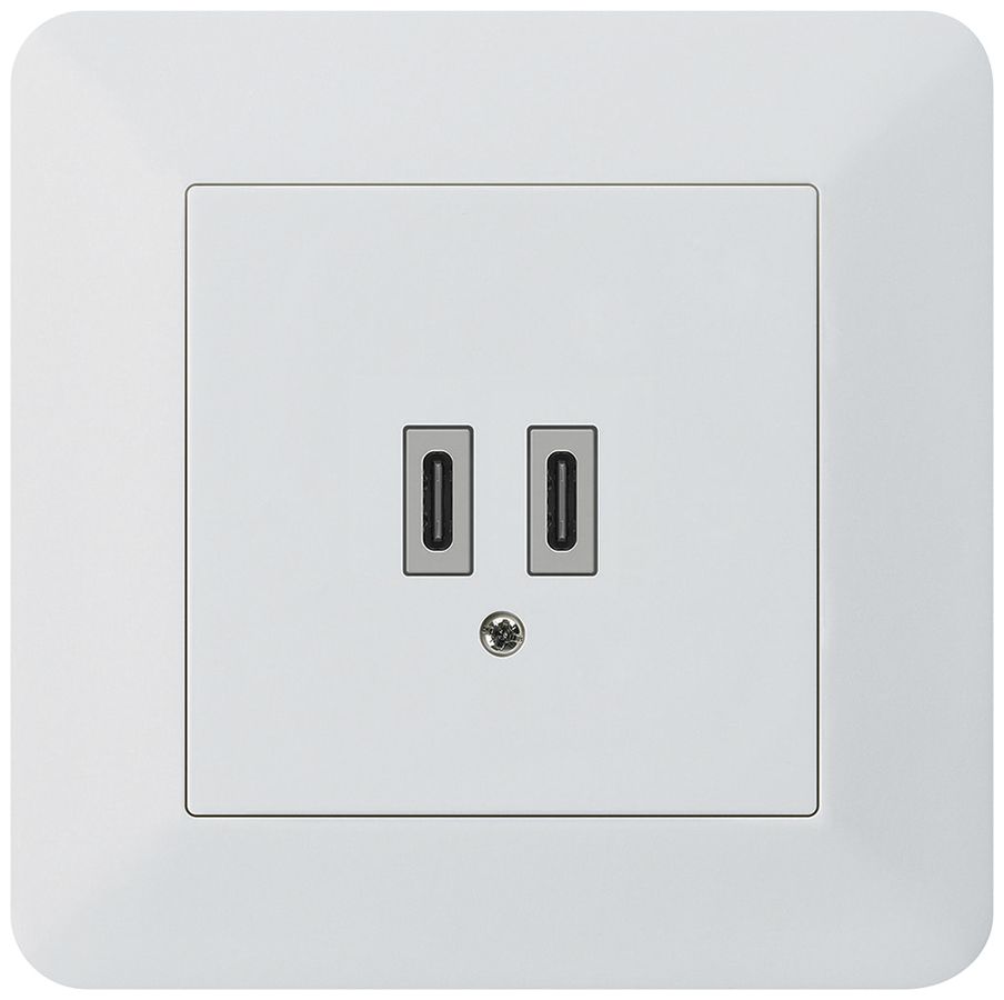Prise de charge USB ENC Hager kallysto.trend C-C 20W 5V 94×94mm blanc
