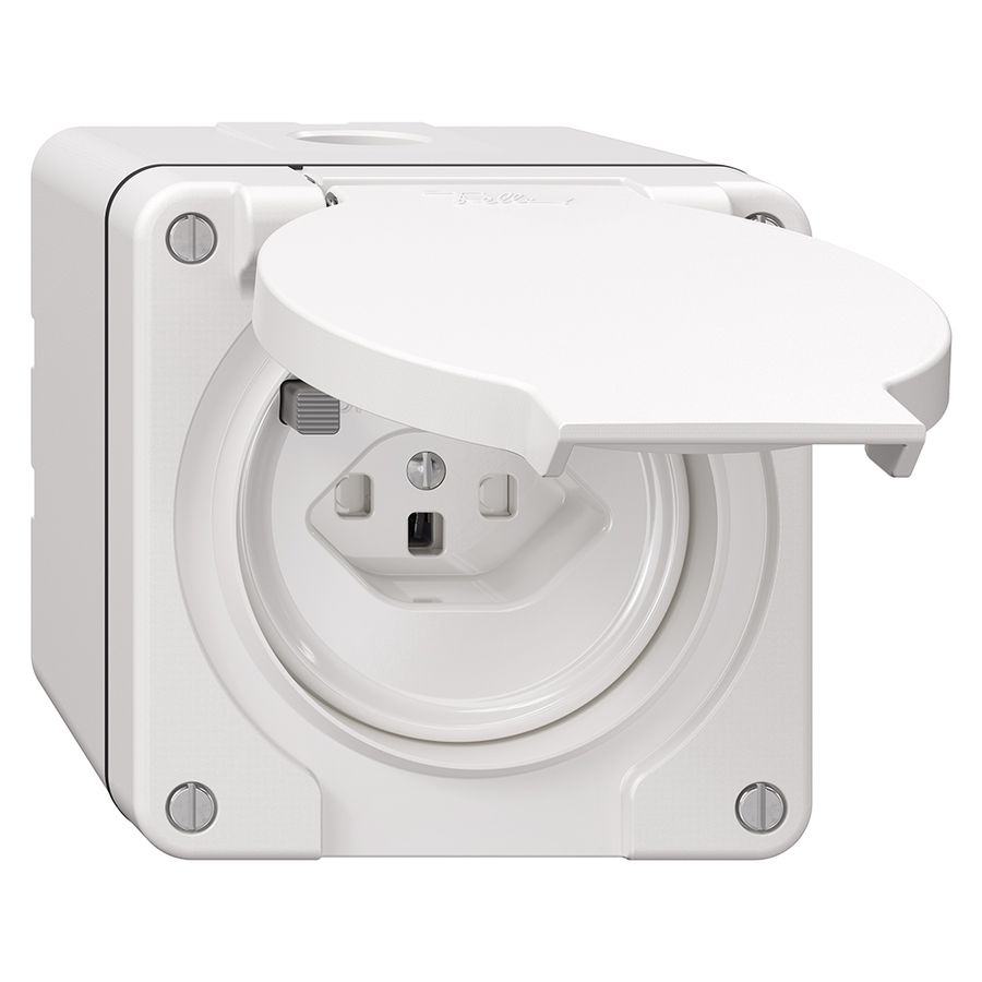 NAP-FI-Steckdose NEVO, 30mA, Typ 23, m.Shutter, m.Anschlussklemmen, weiss