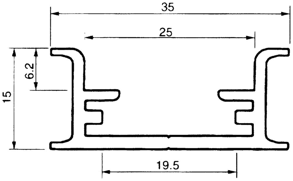 Rail pour appareil Al 35×15mm L=6m