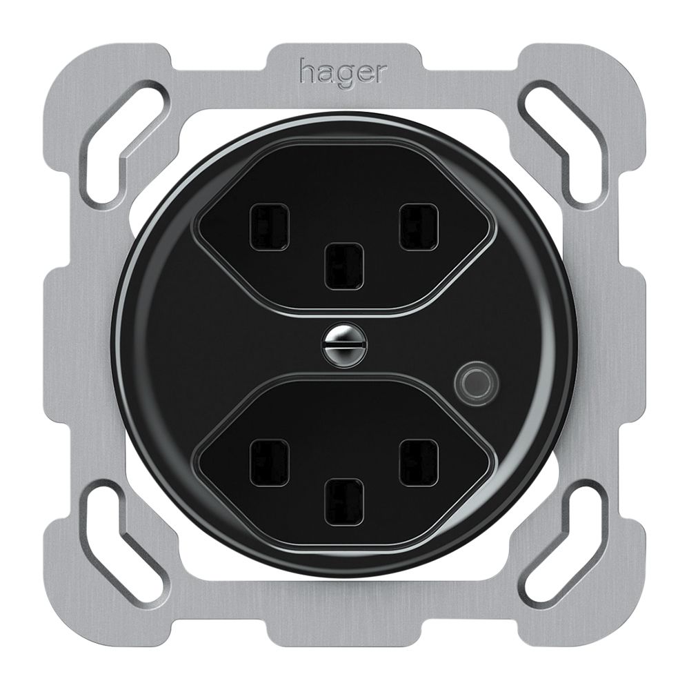 UP-Steckdose origin 2×Typ 23 bel.grün 16A 230V 77×77mm schwarz