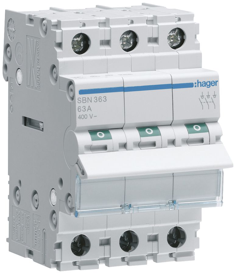 REG-Ausschalter Hager 63A 400V 3 Schliesser 0 Öffner 0 Wechsler 3TE