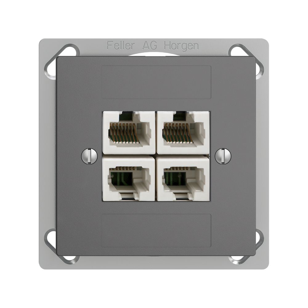 EB-Dose 4×RJ45/u 4P getr. EDIZIOdue dunkelgrau, ITplus