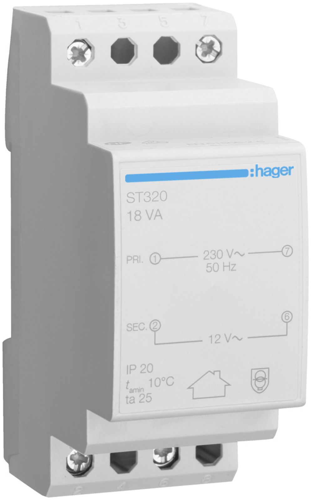 REG-Transformator Hager 18W 12V 12V 1.5A 2TE