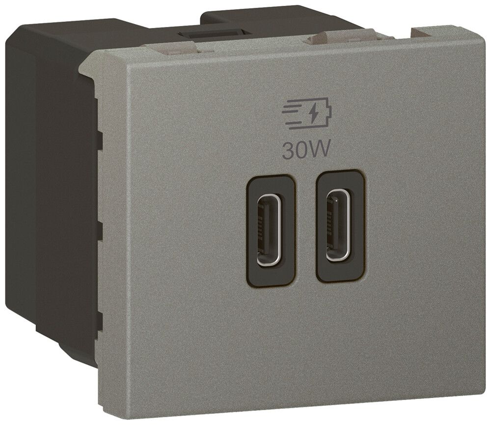 Presa di carica USB INS Legrand MOSAIC 2×USB-C 3000mA OUT:5V magnesio