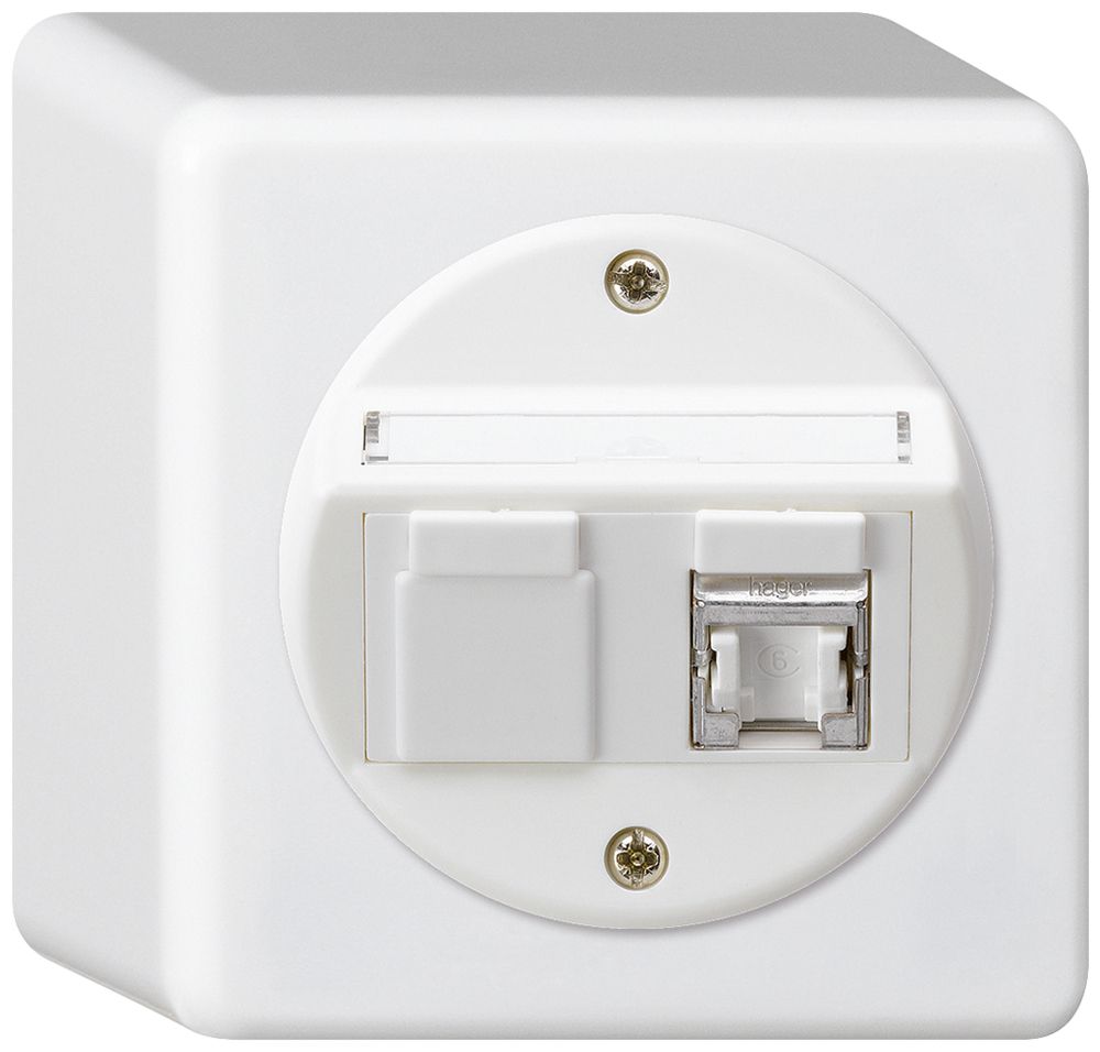 Scatola di raccordo AP basico cat.6 1RJ45/s bianco