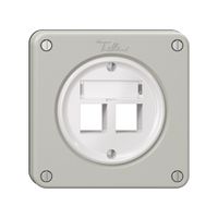 Montageset Feller Keystone, für gerade Steckrichtung, zweifach, lichtgrau