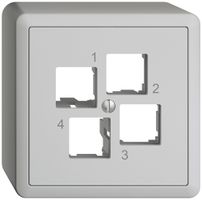 AP-Montageset EDIZIOdue EASYNET S-One, für 4×RJ45, geradeauslass, hellgrau