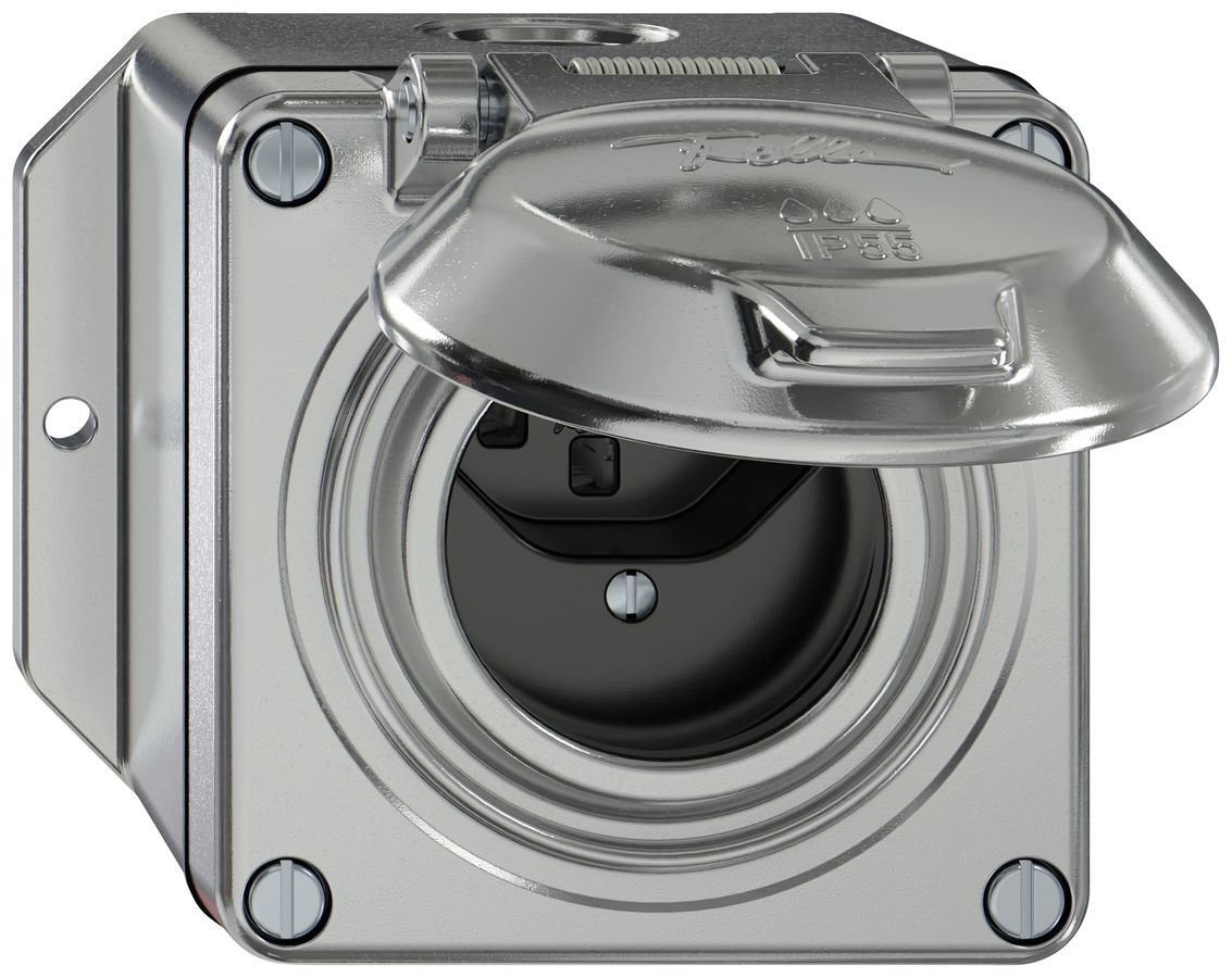 Presa AP ELEMENT SNAPFIX® 1×tipo 23 16A 250V con coperchio IP55 all