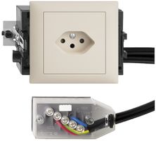 EB-Steckdose T13 L1 EDIZIOdue crema, 49…69mm für Flachkabel Technofil