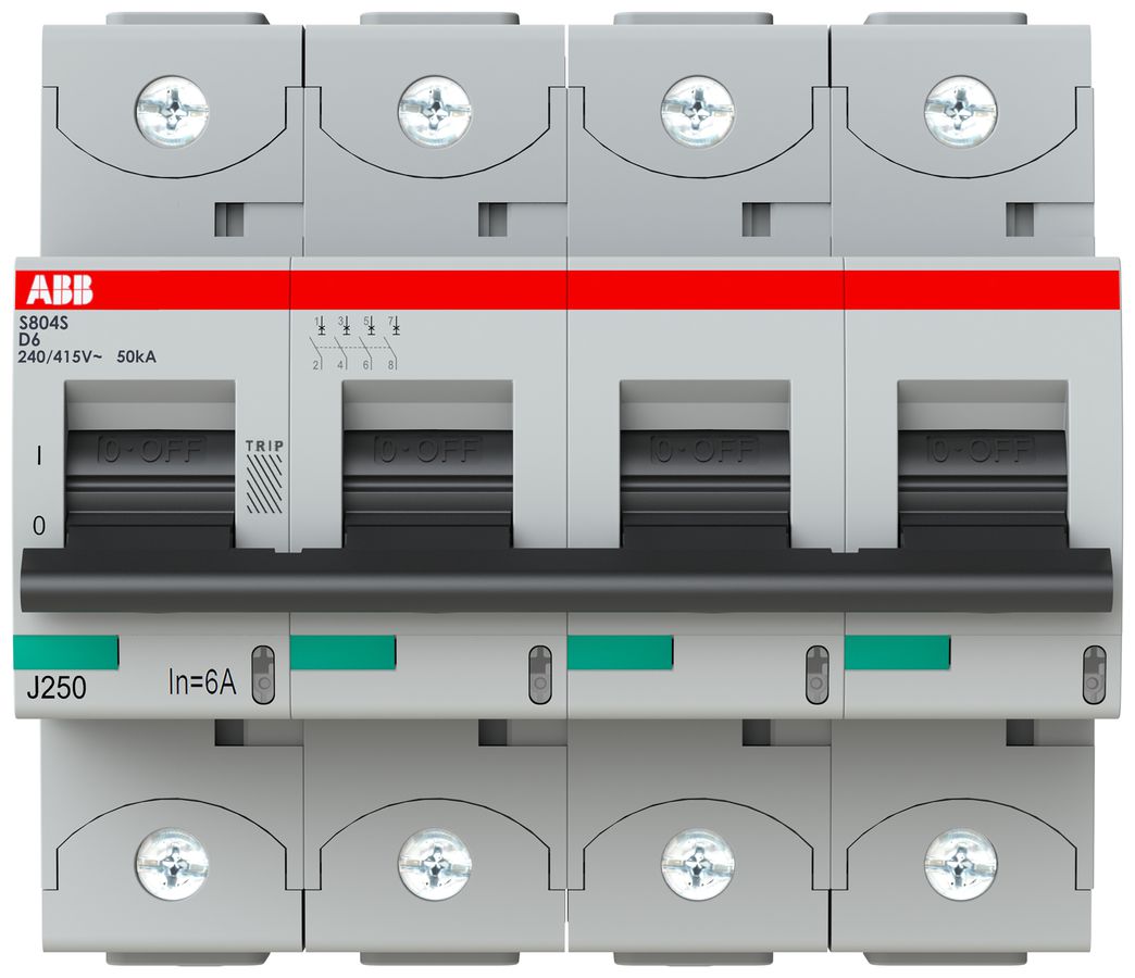 Leitungsschutzschalter ABB S804S-D6 4P 400V D-6A 50kA 6TE
