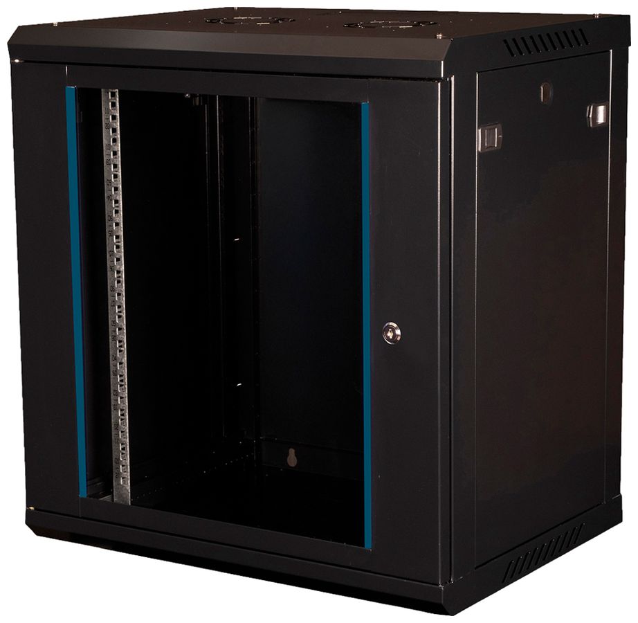 Coffret mural 19" VALUE 600×645×450mm 12UH 1×porte acier noir
