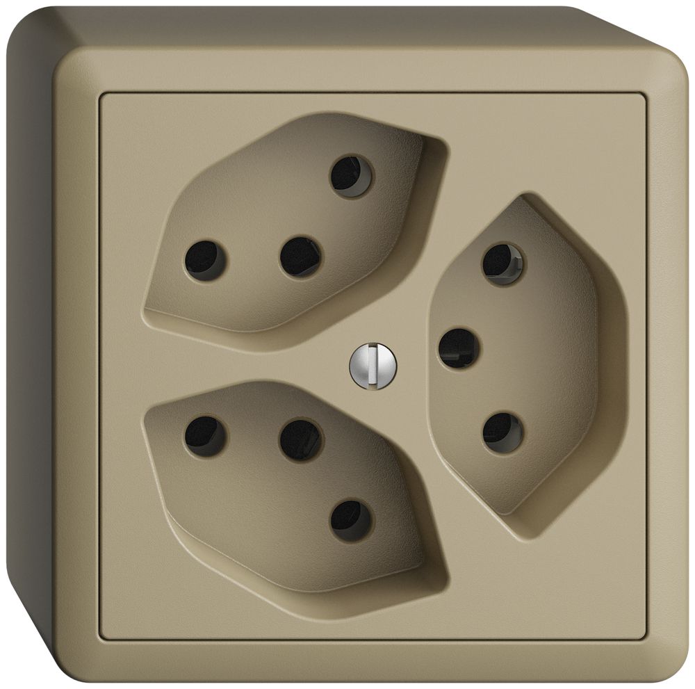 AP-Steckdose EDIZIOdue 3×T13 sand