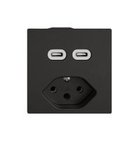 USB-Ladesteckdose EDIZIO.liv SNAPFIX® USB C+C/T13 3A 230VAC sz