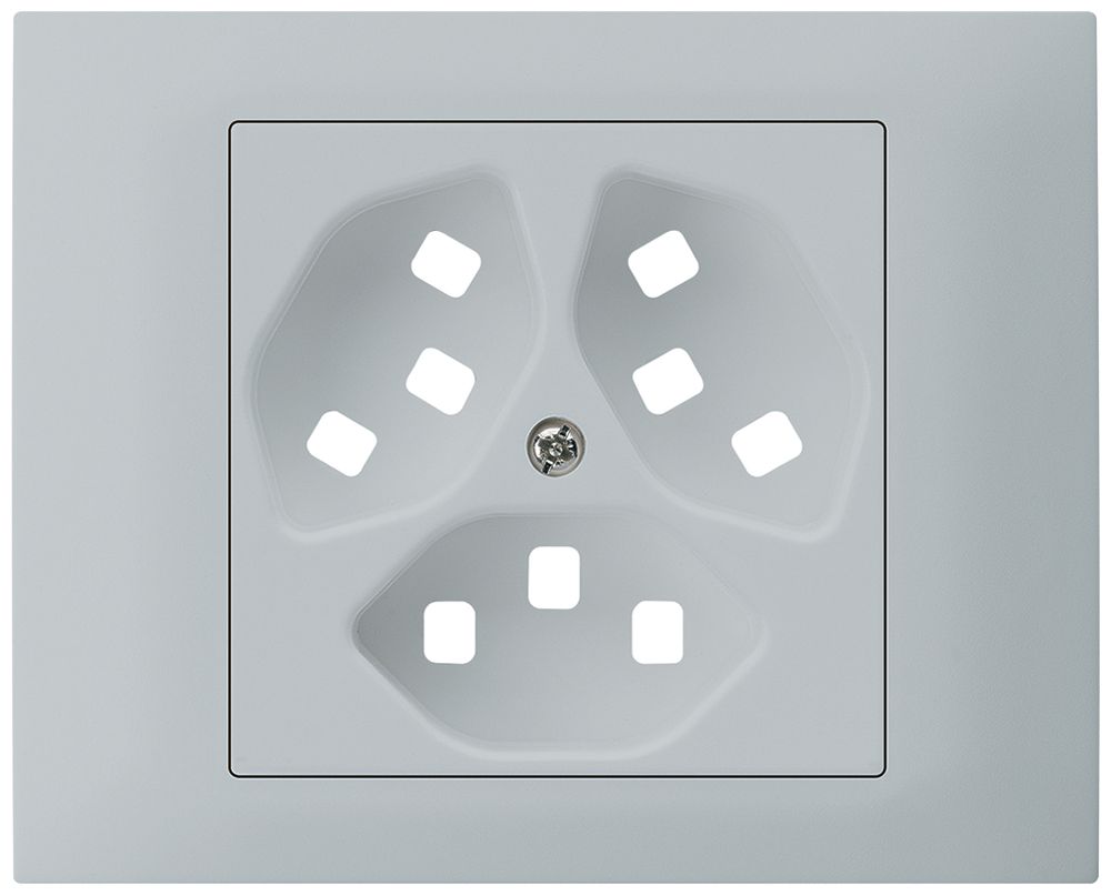 EB-Frontset Hager kallysto für Steckdose G3 3×T23 Abdeckrahmen steckbar hellgrau