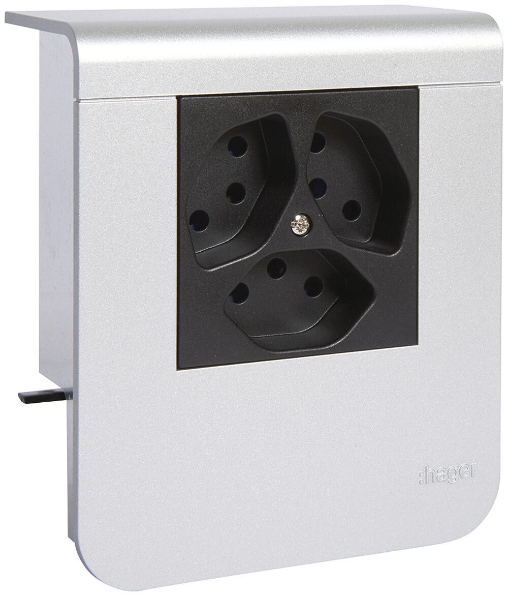 Support d'appareil Hager pour SL20055 décor aluminium, 3×T13