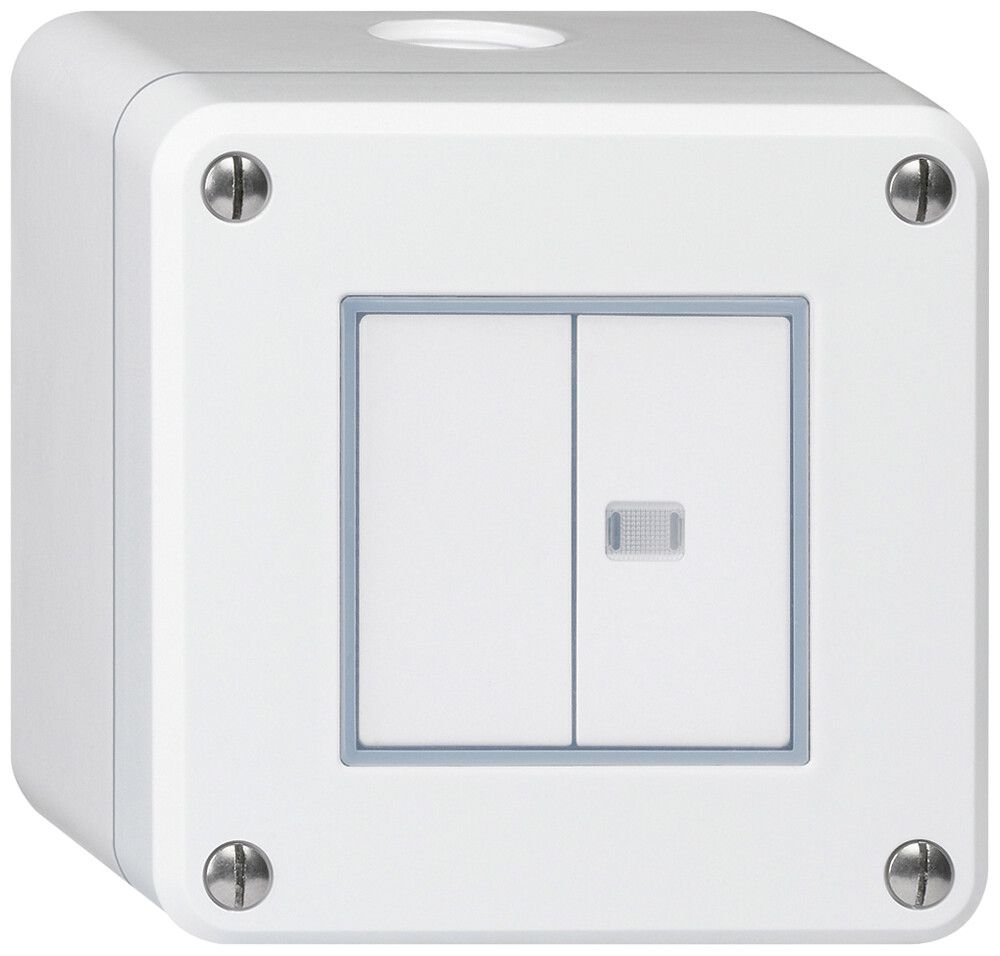 AP-Druckschalter robusto IP55 Schema 3/Drucktaster 1×beleuchtet weiss