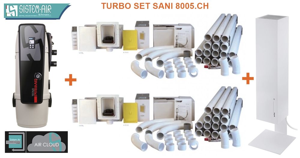 Zentralstaubsauger-Set TURBO SET SANI mit SANIFICAARIA Beghelli