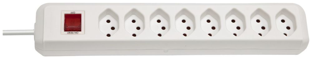 Prise multiple cleverLINE interrupteur 8×T13 H05VV-F 3×1mm² 2m blanc