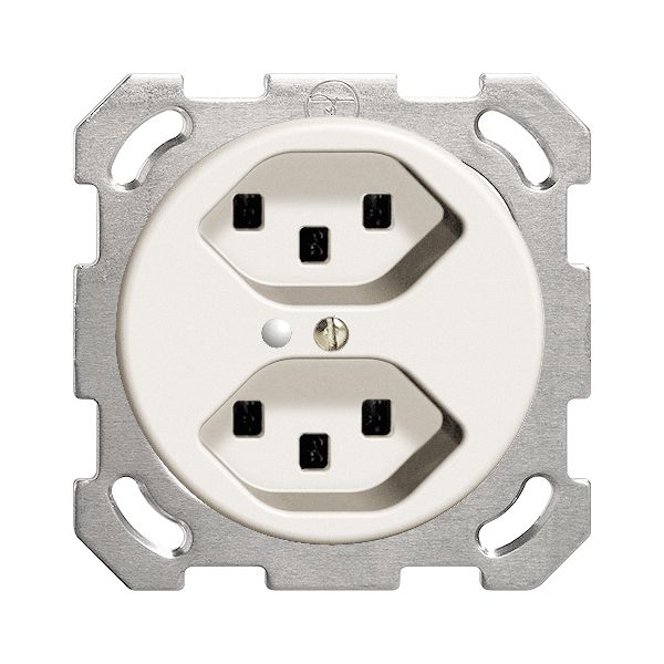 Prise ENC 2×T23 16A blanc avec LED vt.FH bornes enf..