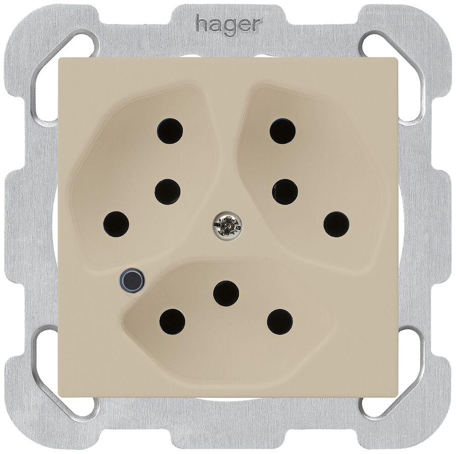 Presa INC Hager kallysto 3×T13 illuminato B beige