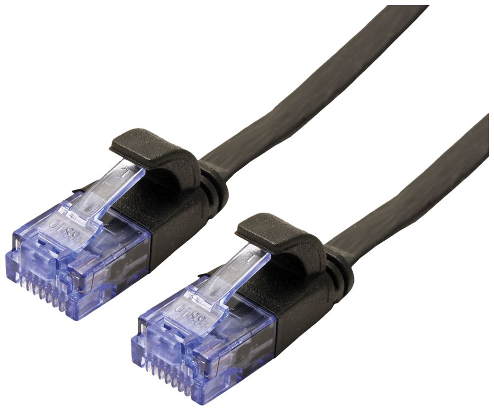 Câble patch RJ45 VALUE cat.6A U/UTP AWG32 PVC plat noir 5m