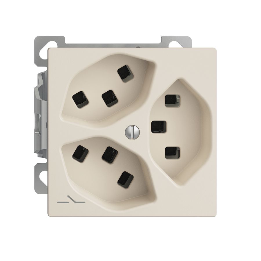 Presa AP 3×T23 Feller EDIZIOdue FXCO54, 1×separato, morsetti a innesto, crema