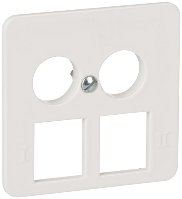 Frontplatte ATO ADV 2×koaxial + 2×RJ45 weiss
