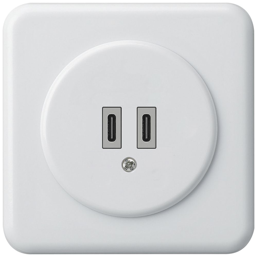Prise de charge USB ENC Hager basico C-C 20W 5V 86×86mm blanc