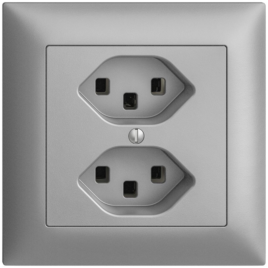 Prise ENC 2×T23 16A EDIZIOdue silver, avec bornes enf.