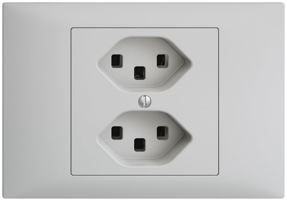 EB-Steckdose 2×T23 16A EDIZIOdue hellgrau, mit Steckklemmen