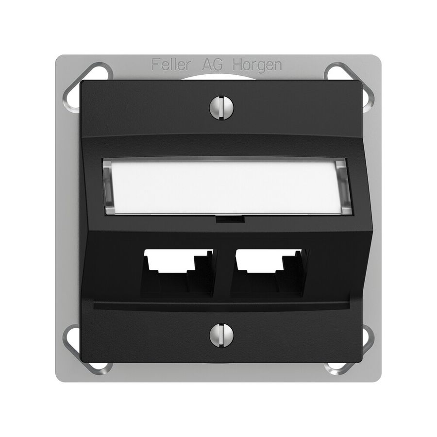 EB-Montageset S-One EDIZIOdue FM.TE für 2×RJ45 schräg, schwarz