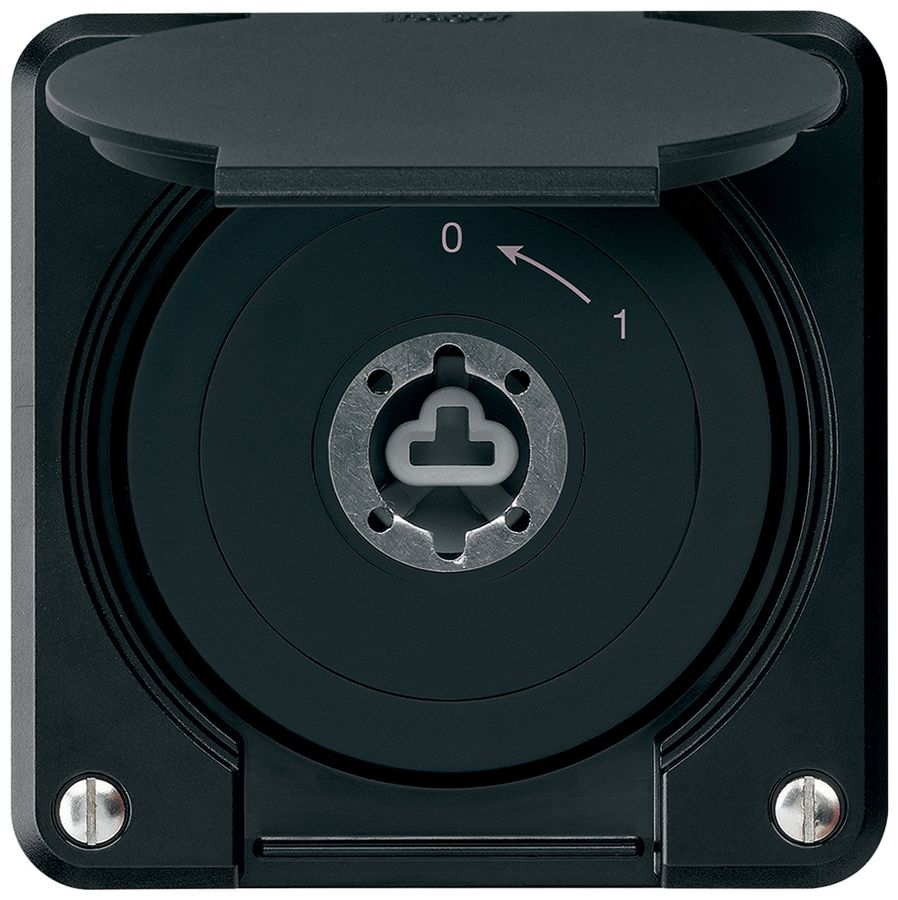 UP-Schlüsselschwenktaster robusto IP55 schwarz Deckel o.Zylinder 2P Kombination
