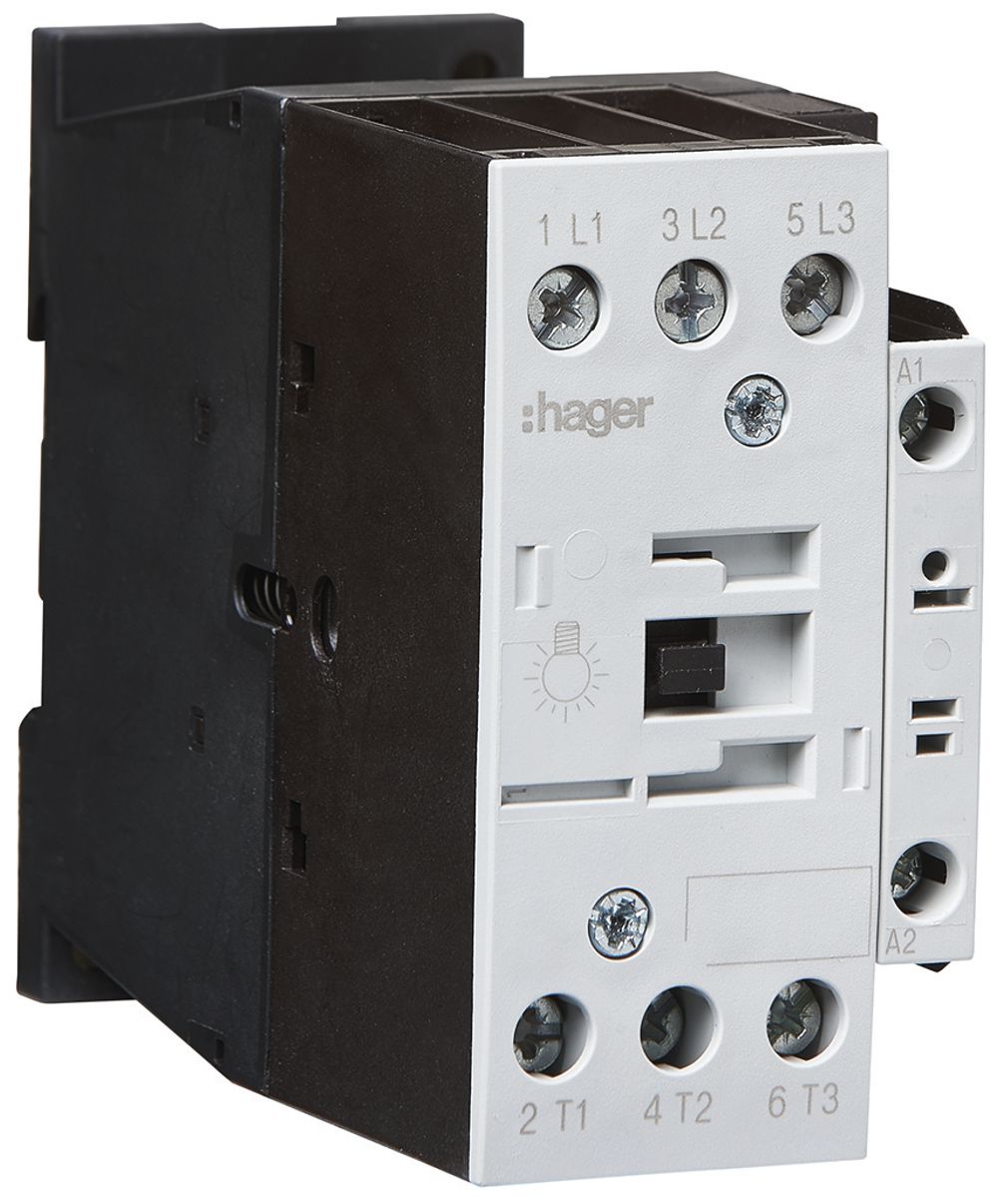 Lampenlastschütz Hager 3P 21A bei AC-5b Spulenspannung 230VAC