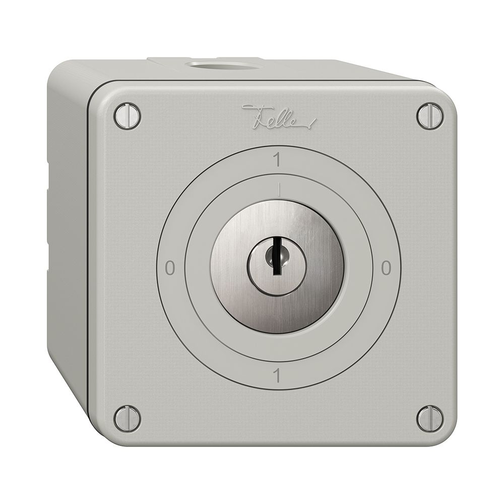 NAPU-Drehschalter NEVO, 0/1L, mit Schloss&2 Schlüsseln, KS, 0-1-0-1, lichtgrau