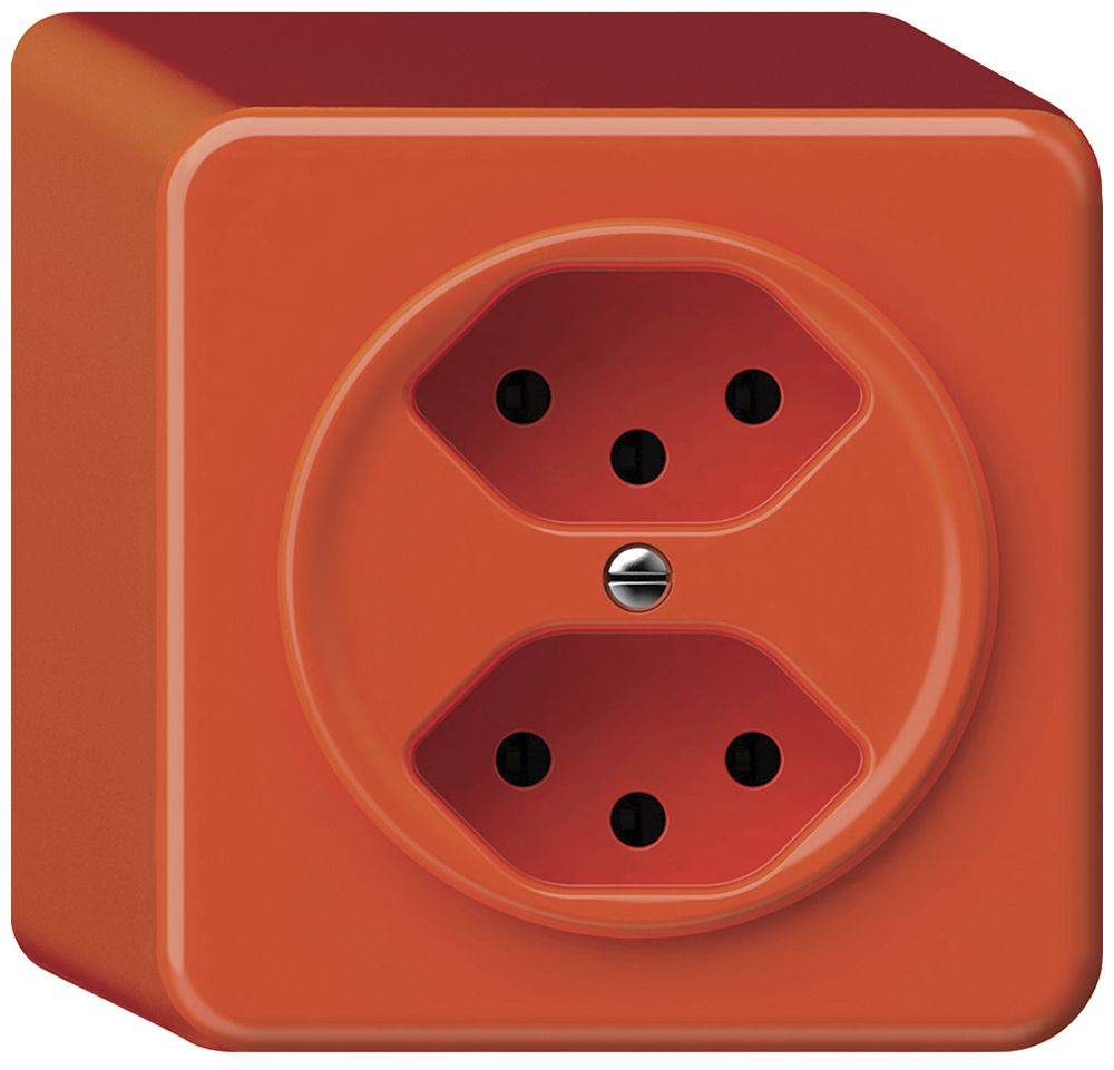 AP-Steckdose origin 2×Typ 13 10A 230V 88×88×54mm orange
